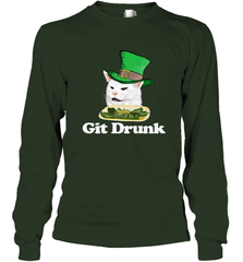 Git Drunk Funny Arguing Cat Meme St Patricks Day Long Sleeve T-Shirt Long Sleeve T-Shirt - HHHstores