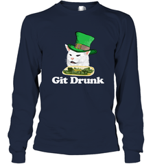 Git Drunk Funny Arguing Cat Meme St Patricks Day Long Sleeve T-Shirt Long Sleeve T-Shirt - HHHstores