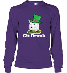 Git Drunk Funny Arguing Cat Meme St Patricks Day Long Sleeve T-Shirt Long Sleeve T-Shirt - HHHstores
