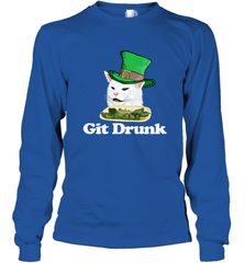 Git Drunk Funny Arguing Cat Meme St Patricks Day Long Sleeve T-Shirt Long Sleeve T-Shirt - HHHstores